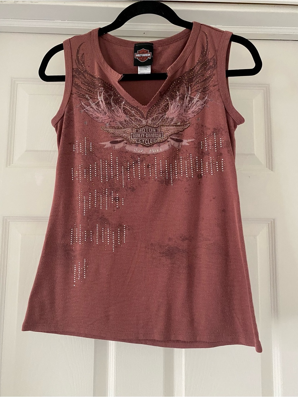 Harley Davidson Rhinestone Wings Biker Shirt Women’s XS Oversized (medium fit)